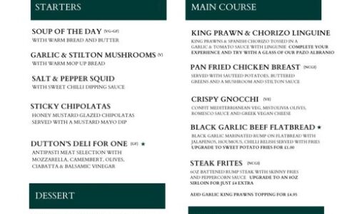 PRIX FIXE MENU AT DUTTONS